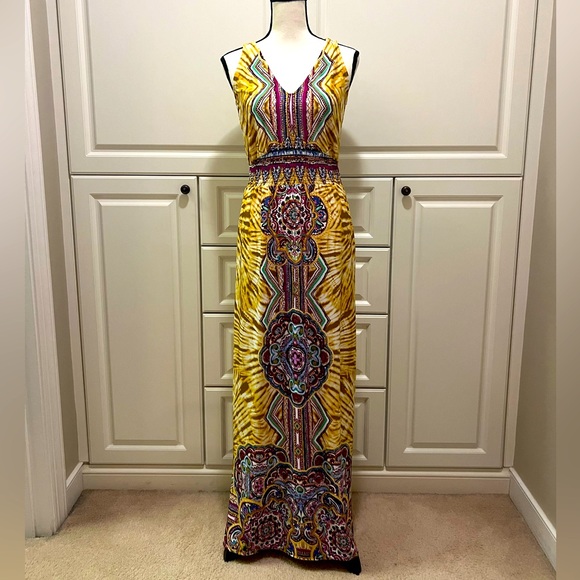 ECI Dresses & Skirts - NWOT ECI New York Yellow | Purple printed maxi dress size S